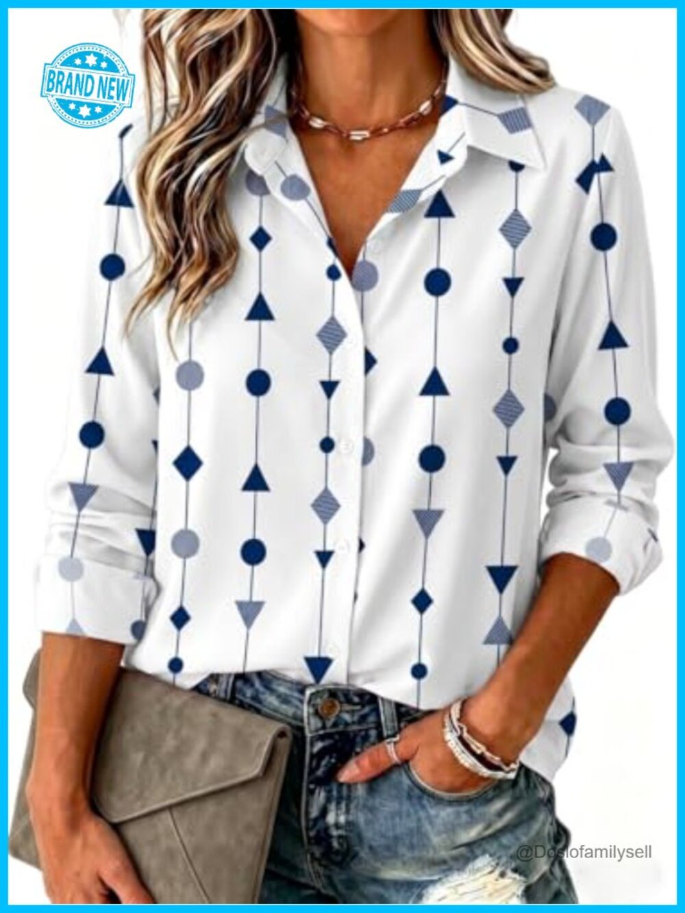 Women's Long Sleeve Button Down Blouse V Neck Dressy Top